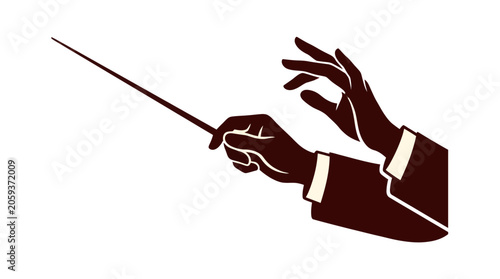 Fotografie Conductor's Hands with Baton Vector Illustration