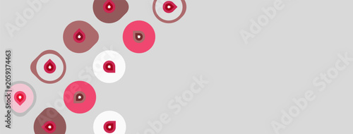 Canvas-taulu Pink circles with smaller pink dots inside occupy lower left corner against gray background