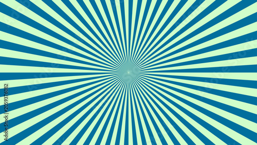 Fényképezés A vibrant blue and green sunburst pattern with rays emanating from the center, c