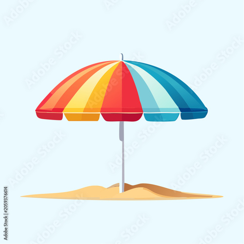 Colorful Beach Umbrella on Sand
