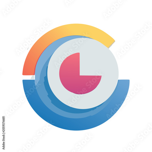 Flat design pie chart icon with transparent background