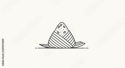 Quadro su tela Minimalist Zongzi Line Art Illustration