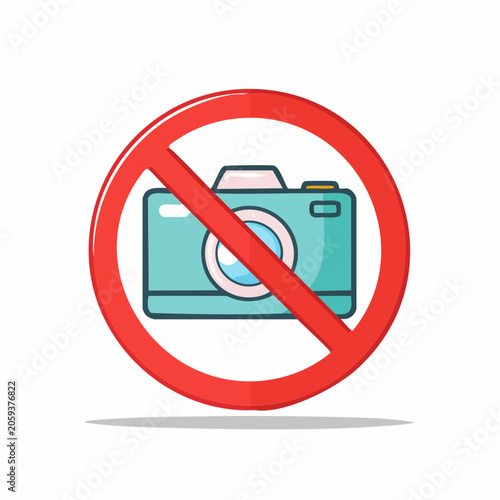 No Photography Sign with Camera Icon