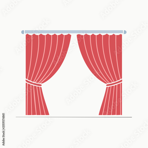 Red Stage Curtains with Tie-backs