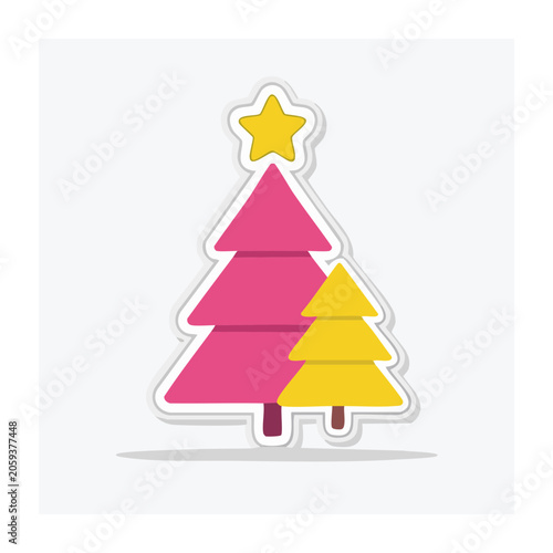 Flat Design Christmas Tree with Star