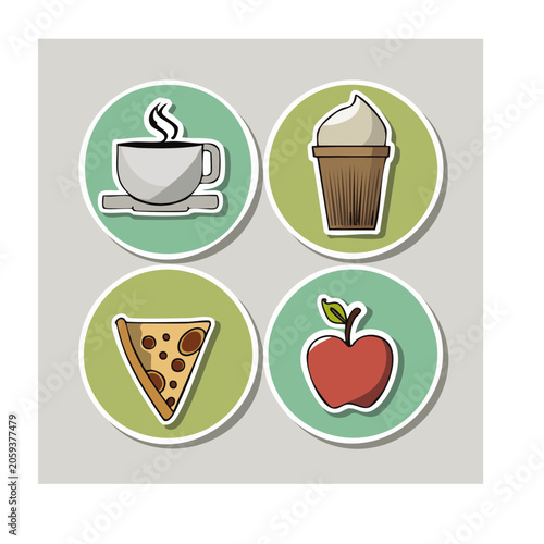 Flat design food and drink icons set