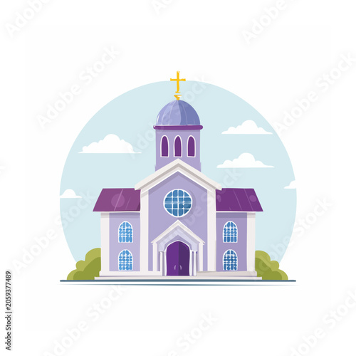 Flat Design Illustration of a Church Building