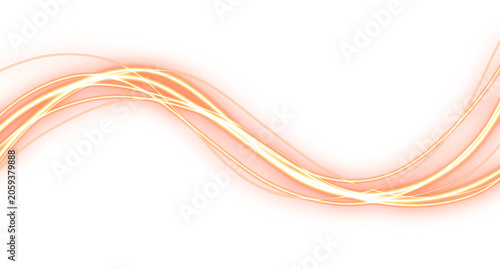 Abstract Gold Swoosh Light Effect on Transparent Background