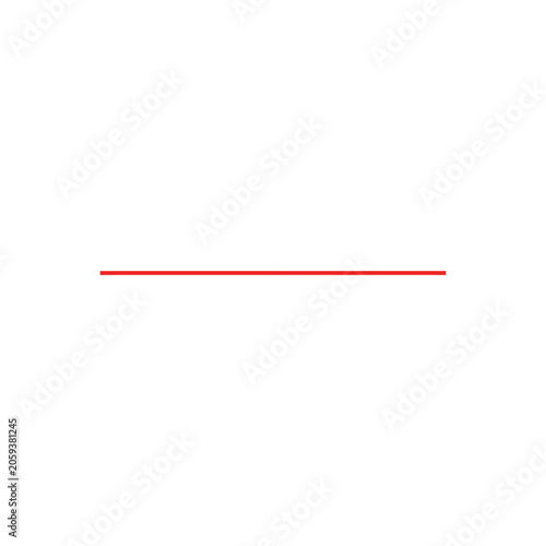 A single, thin, horizontal red line with flat, blunt ends, isolated on a white background, useful as a simple separator or