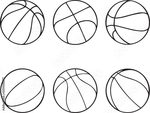 Basketball Black Outline Icon Set