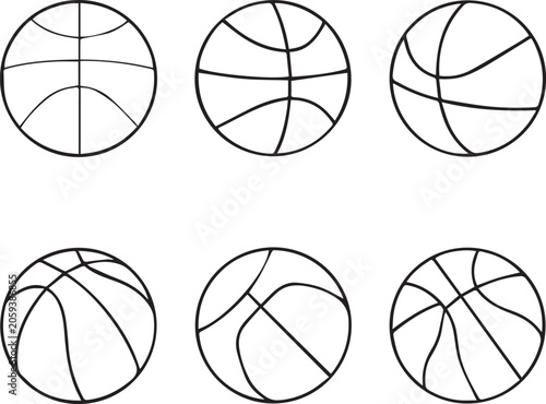 Basketball Black Outline Icon Set