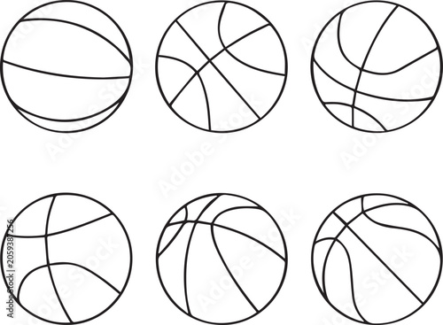 Basketball Black Outline Icon Set