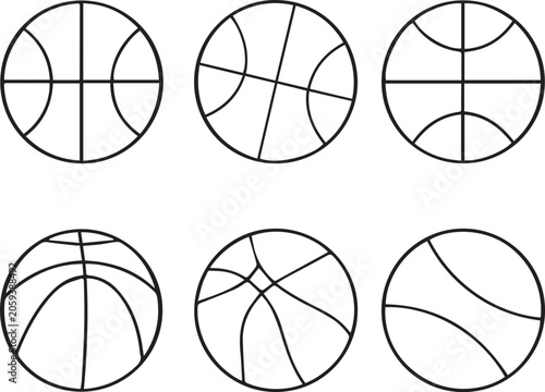 Basketball Black Outline Icon Set