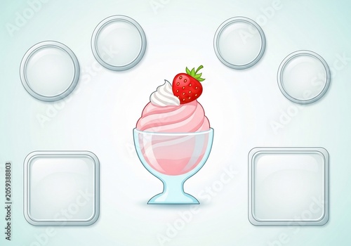Sweet Strawberry Swirl Dessert with Clear Interface Elements.