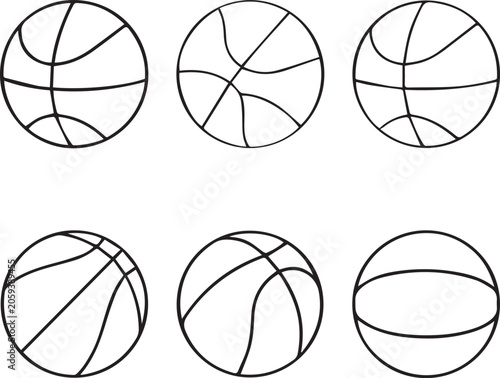 Basketball Black Outline Icon Set