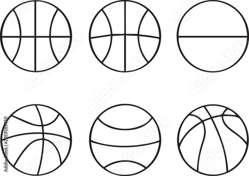 Basketball Black Outline Icon Set