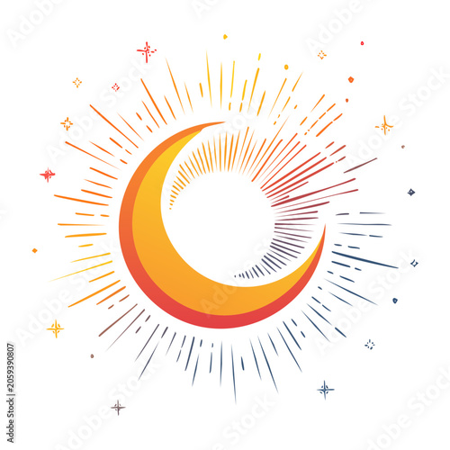 Curved orange and yellow decorative ribbon vector