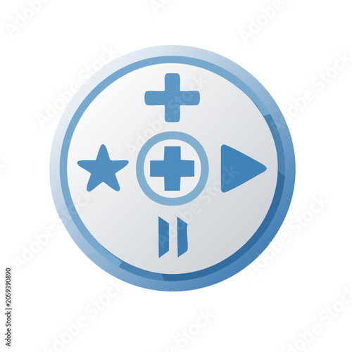 Flat media control buttons icon set