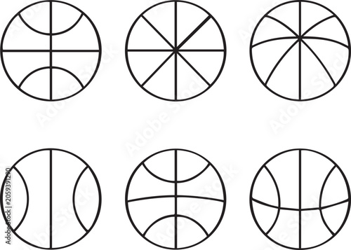 Basketball Black Outline Icon Set