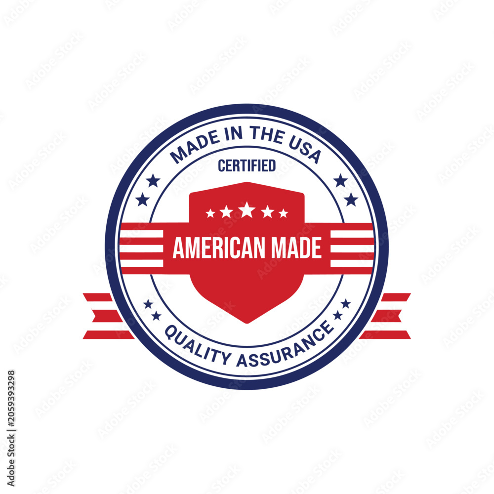 Obraz premium American made shield emblem with stars and stripes vector illustration