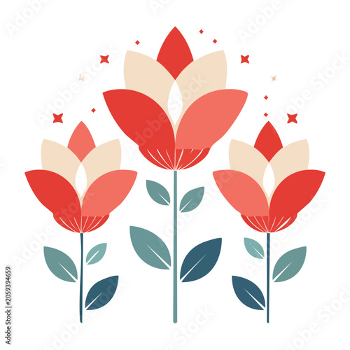 Flat Design Tulip Flowers Illustration