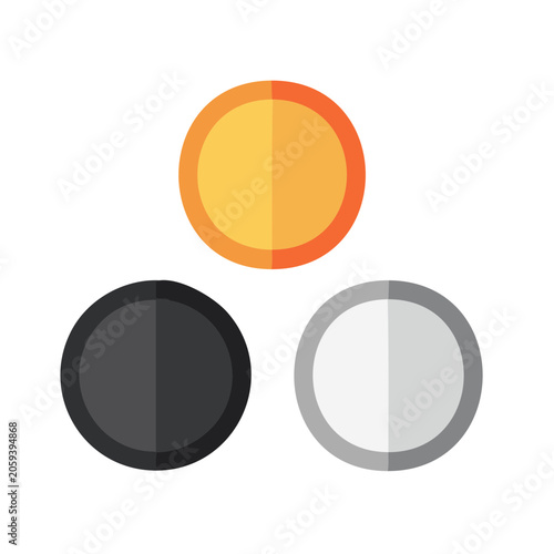 Three half circle icons in flat design