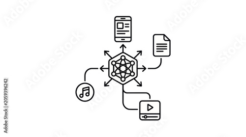 Cuadro en lienzo Data Distribution Network Icon Set