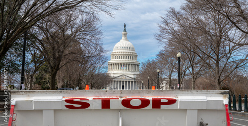 Fotografie Stop barricade near Capitol landmark