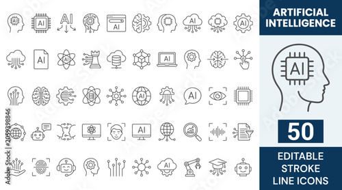 Quadro su tela Artificial Intelligence icon set