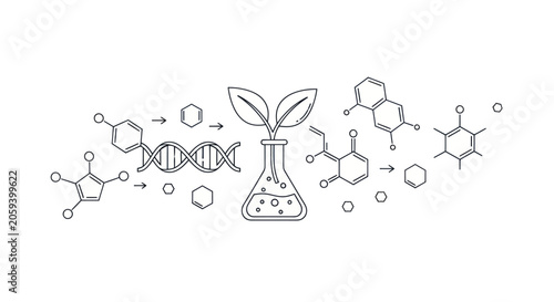 Foto Biotechnology and Chemical Science Vector Illustration