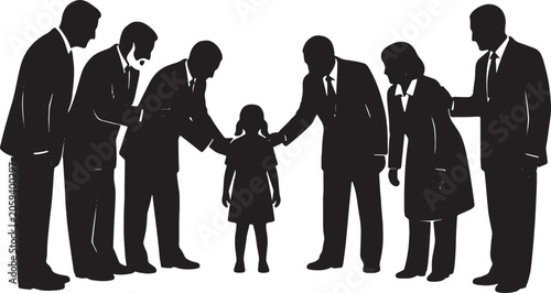 Canvastavla Black Solid Veteran Executive Patting Back Silhouettes Set of Six on White Backg