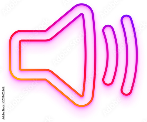 Принти на полотні Volume up icon with neon gradient glow outline stroke in yellow orange pink purp