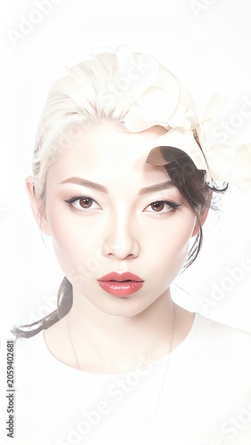 Young Woman with Flower Headband Studio Portrait