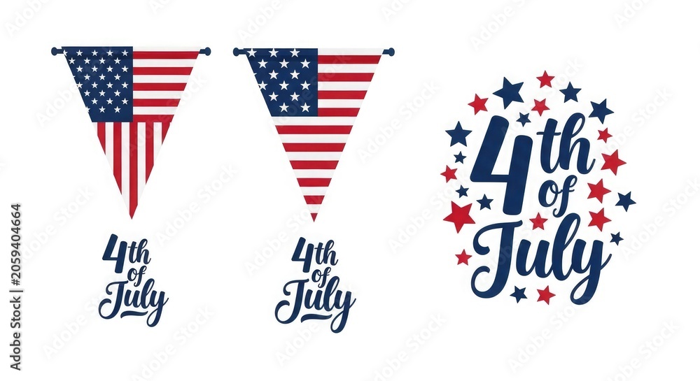 Obraz premium Celebrate independence day usa patriotic 4th of july banners and typography for festive decorations