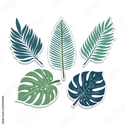Tropical Leaves Flat Design Illustration