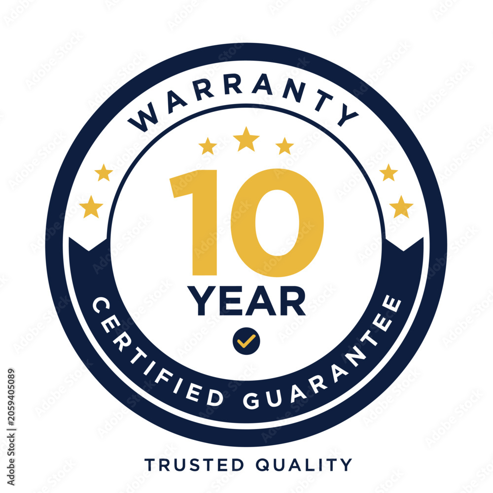 Fototapeta premium Circular warranty badge with ten year guarantee vector illustration
