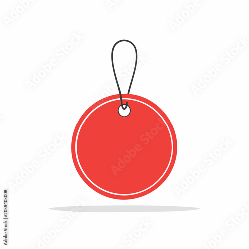 Red Round Price Tag with String