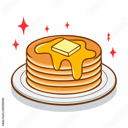 Stack of Pancakes with Butter and Syrup