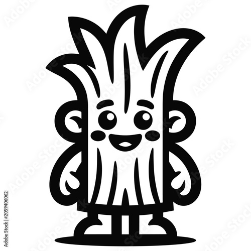 Black and White Cartoon Cat Vector Illustration Design on White Background