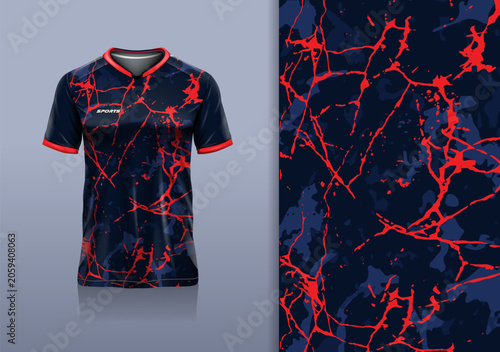 Tableau sur toile T-shirt mockup abstract cracked flash texture grunge sport jersey design for foo