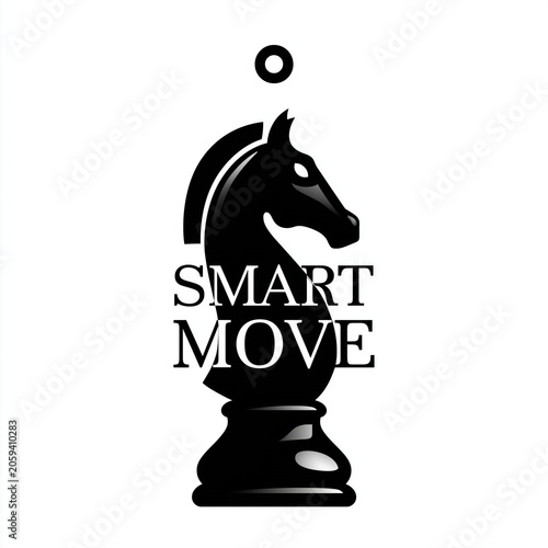 Bold illustration of a classic chess knight piece, integrated with the phrase 'SMART MOVE', denoting strategic thinking and calculated progress in various fields of business and life