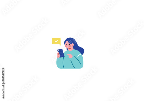 Photos すなほを操作する女性のイラスト