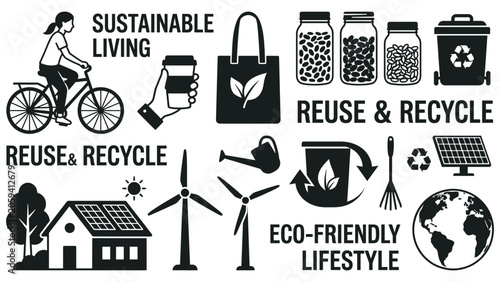 Eco Friendly Lifestyle Monochrome Flat Vector Illustration_26