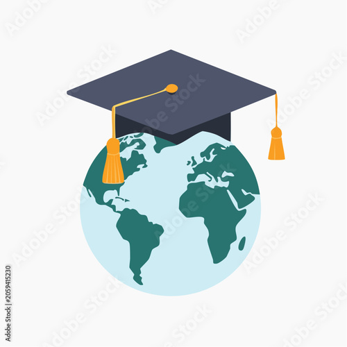 Graduation Cap on Globe Icon