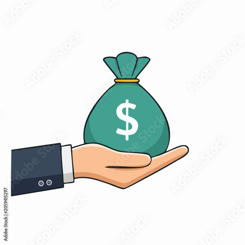 Hand Holding a Bag of Money with Dollar Sign