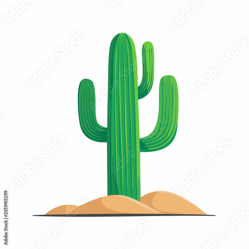 Green Saguaro Cactus in Desert Sand
