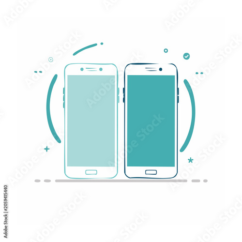 Two Smartphones in Flat Design Style