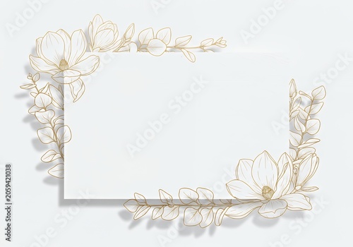This is an image showing a square frame with flowers and leaves