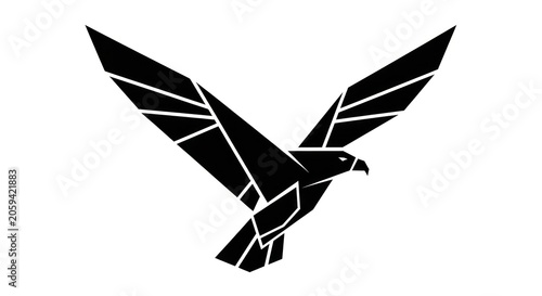 Abstract geometric eagle silhouette with angular wings.