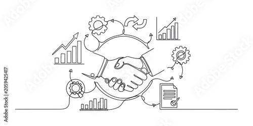 Business Partnership Agreement Handshake with Growth Charts